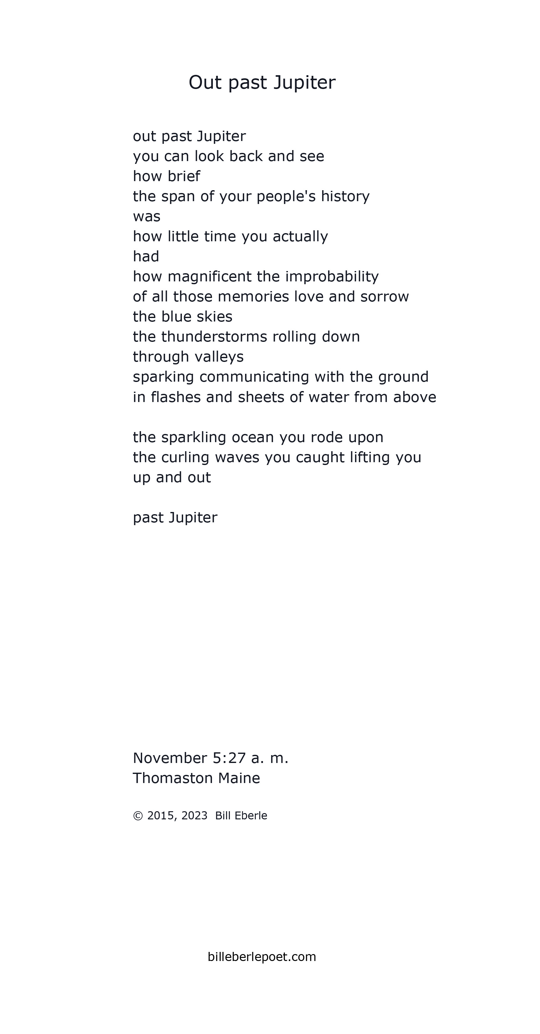 poem - Out past Jupiter